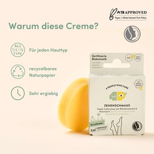 Feste Fußcreme mit Bienenwachs und Rosmarin als Nachfüller, plastikfrei und bio - 40g from 4peoplewhocare