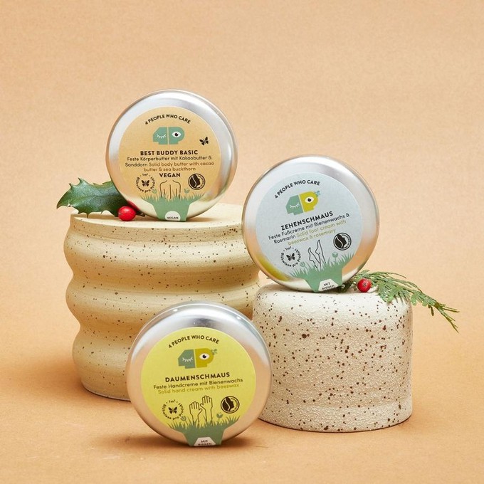 Feste Creme Starter-Set - Handcreme Fußcreme und Bodybutter - 110g from 4peoplewhocare