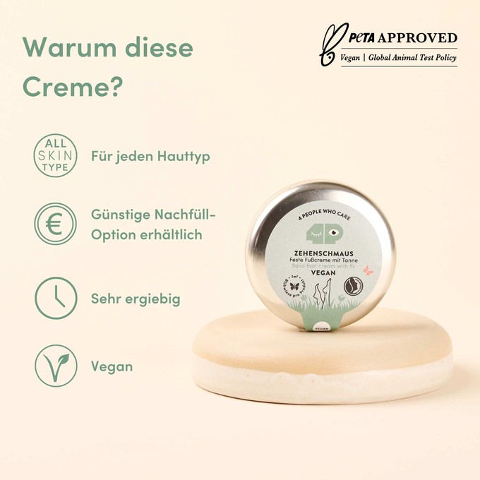 Feste Fußcreme mit Salbei und Tannen-Duft, bio und vegan - 40g from 4peoplewhocare