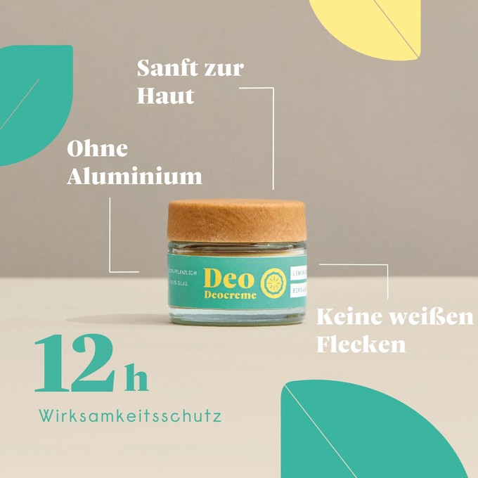 Deocreme im Glas Lemongrass & Bergamotte, vegan und bio - 50g from 4peoplewhocare