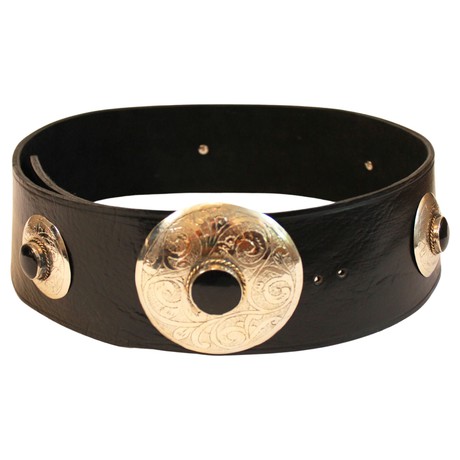 Black Leather Belt with Metal Details from Abury