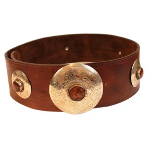 Brown Leather Belt with Metal Details from Abury