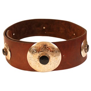 Brown Leather Belt with Metal Details from Abury