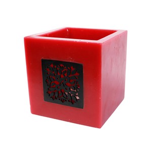 Large Lantern from Red Wax with Black Metal Decoration from Abury