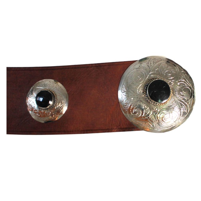 Brown Leather Belt with Metal Details from Abury