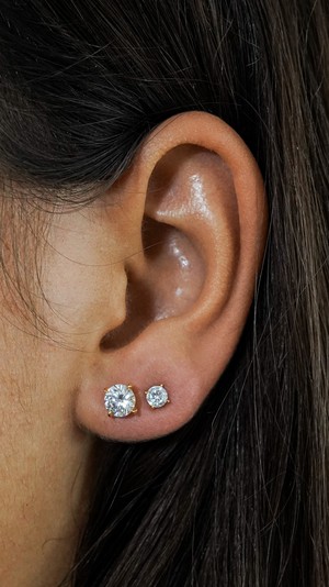 It's a Stone Thing | Earstud Small | Gold Zirconia from AdornPay