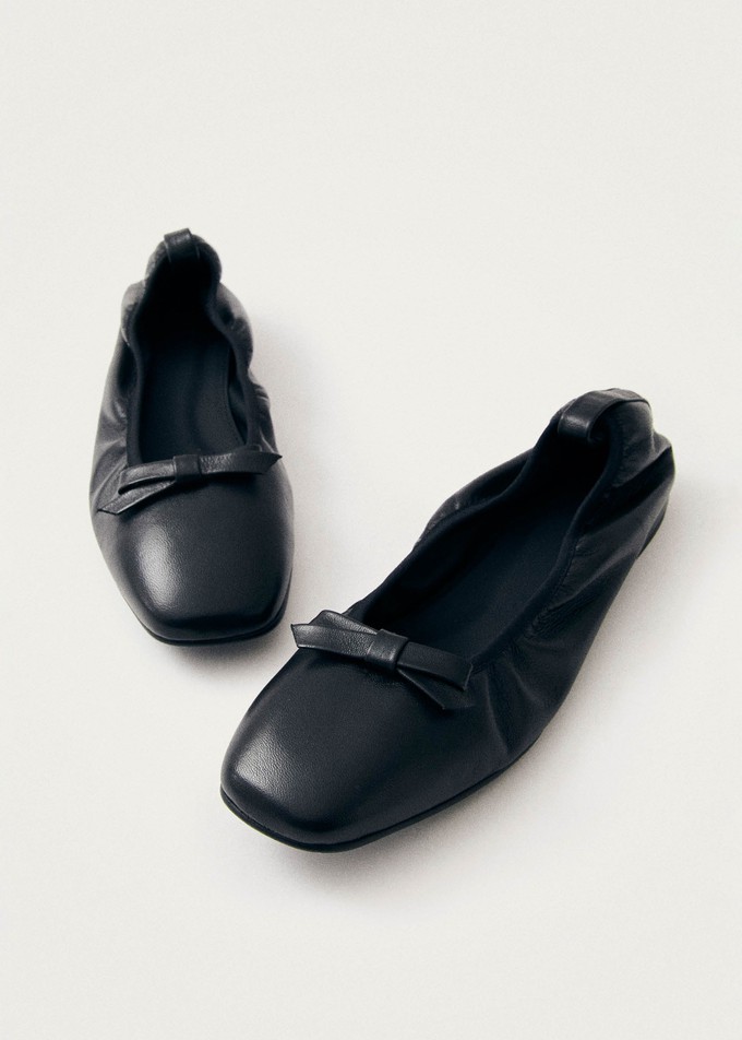 Freya Black Leather Ballet Flats from Alohas