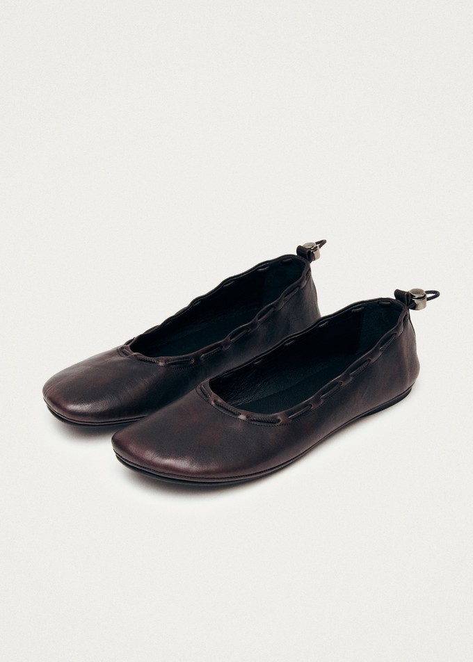 Gill Brushed Burgundy Leather Ballet Flats from Alohas