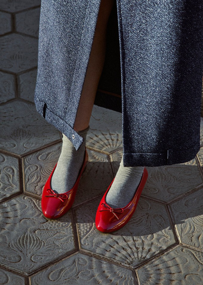 Oriana Onix Red Leather Ballet Flats from Alohas