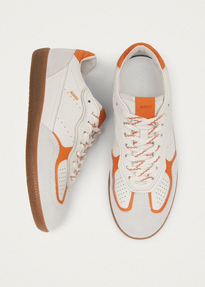 Tb.490 Rife Grain White Orange Leather Sneakers from Alohas