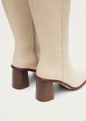 East Cream Leather Boots from Alohas