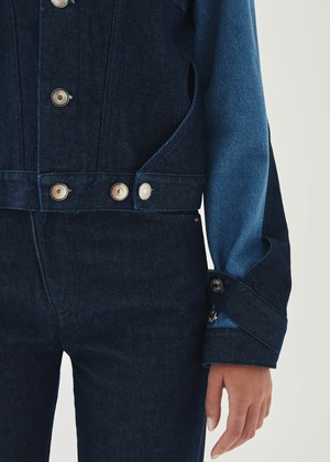 Sand Bicolor Indigo Denim Jacket from Alohas