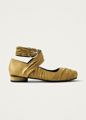 Volant Silky Dark Gold Ballet Flats from Alohas