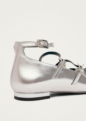 Luke Shimmer Silver Leather Ballet Flats from Alohas