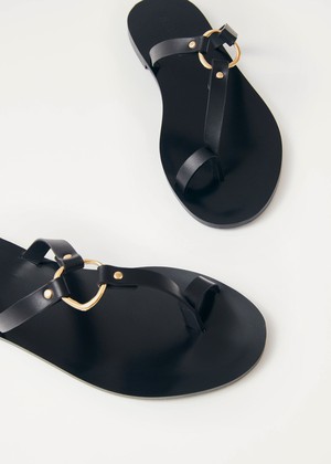 Jovie Black Leather Sandals from Alohas