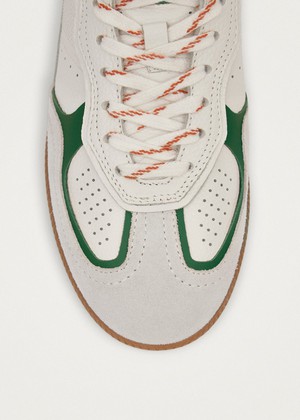 Tb.490 Rife Grain White Grass Green Leather Sneakers from Alohas