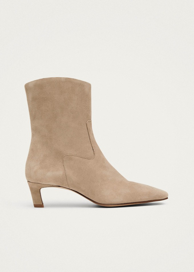 Nash Suede Beige Leather Ankle Boots from Alohas