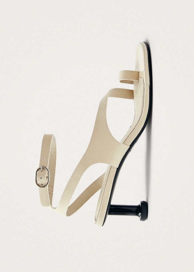 Miquela Onix Cream Leather Sandals from Alohas