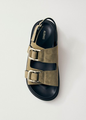 Harper Suede Khaki Leather Sandals from Alohas