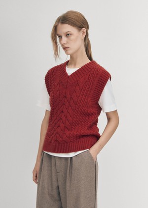 Cosy Red Tricot Vest from Alohas