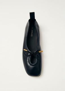 Rosalind Black Leather Ballet Flats via Alohas