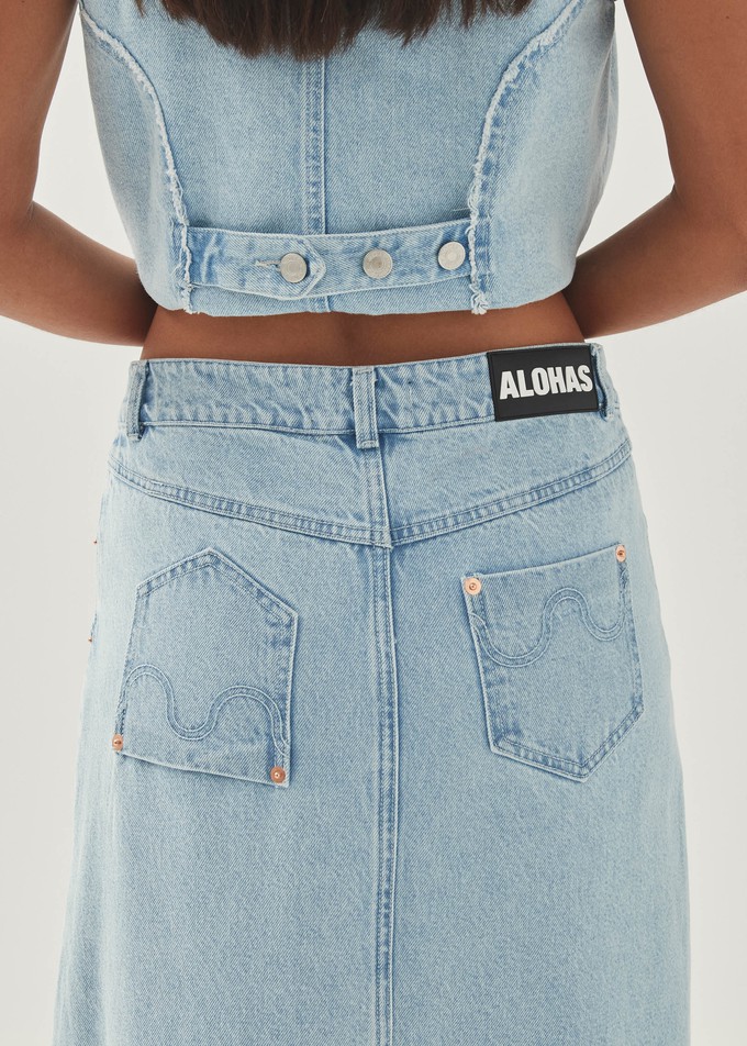 Carmina Light Blue Denim Skirt from Alohas