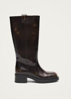 Sajan Brown Leather Boots via Alohas