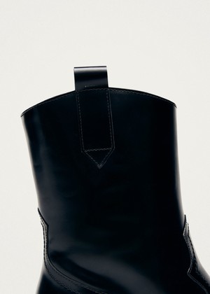 Hudson Shimmer Bicolor Black Silver Leather Ankle Boots from Alohas