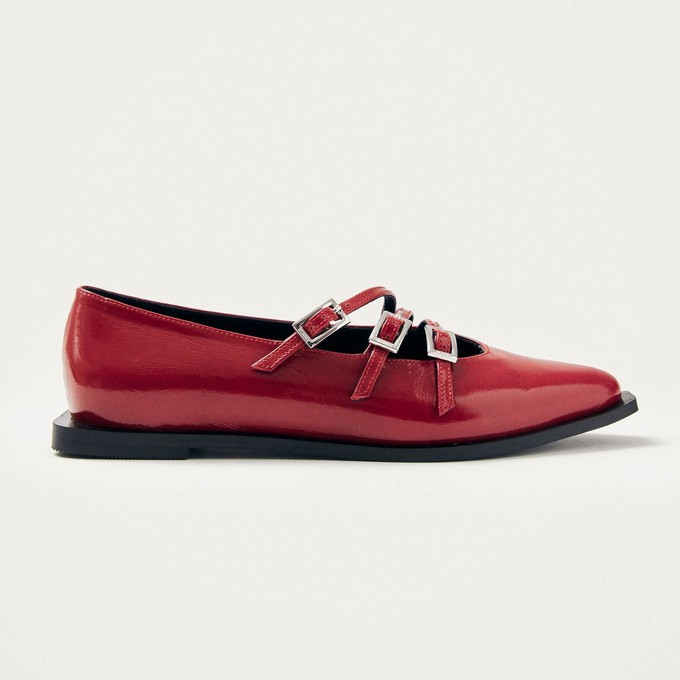 Jive Onix Red Leather Ballet Flats from Alohas