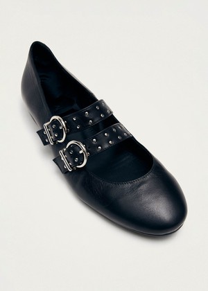 Thekla Black Leather Ballet Flats from Alohas