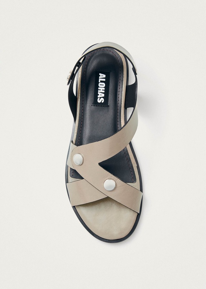 Mindy Onix Stone Beige Leather Sandals from Alohas