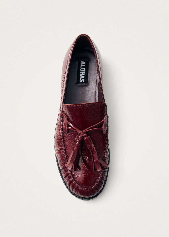 Marietta Onix Burgundy Leather Loafers from Alohas