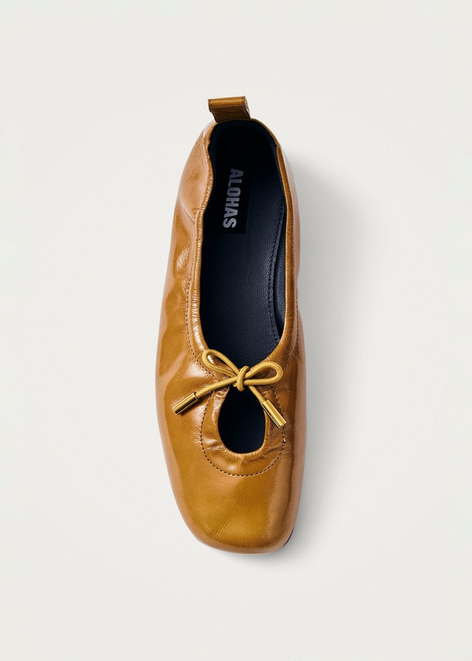 Rosalind Onix Caramel Leather Ballet Flats from Alohas