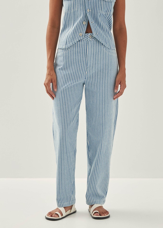 Lorenza Stripes Blue White Denim Trousers from Alohas