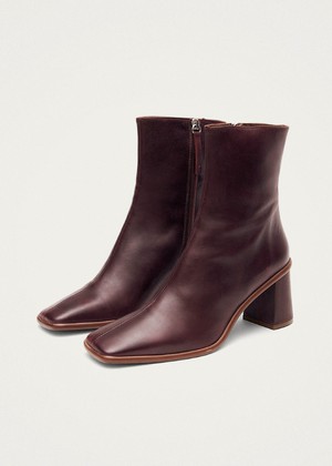 West Cape Wine Burgundy Leather Ankle Boots from Alohas