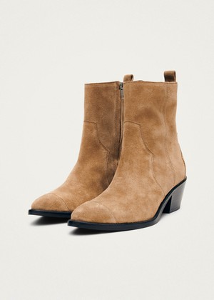 Austin Suede Tan Leather Ankle Boots from Alohas