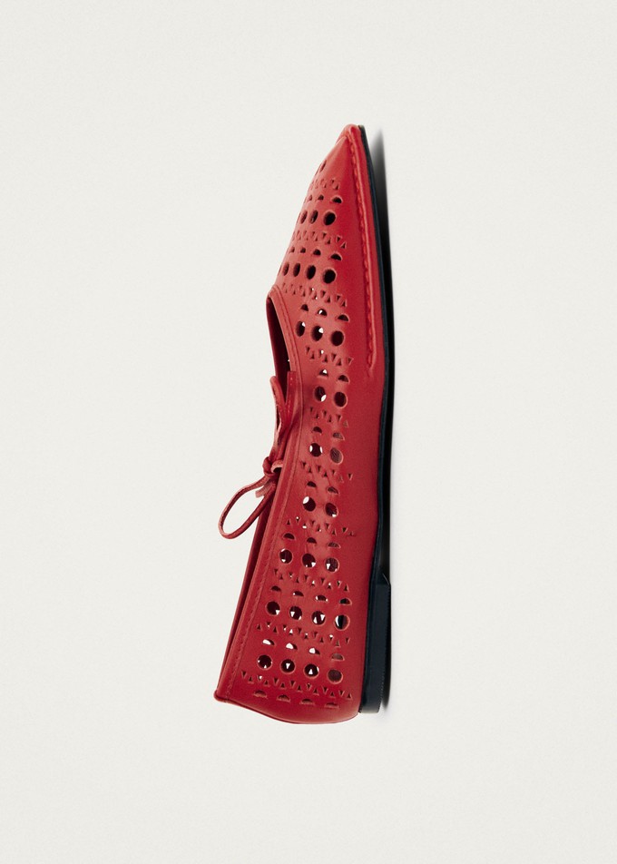 Sway Slit Red Leather Ballet Flats from Alohas