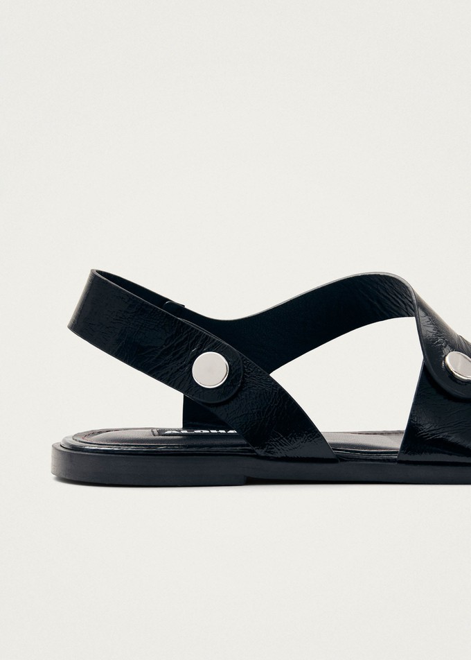 Mindy Onix Black Leather Sandals from Alohas