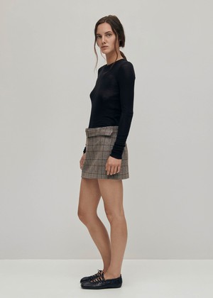 Shibuya Checks Brown Skirt from Alohas