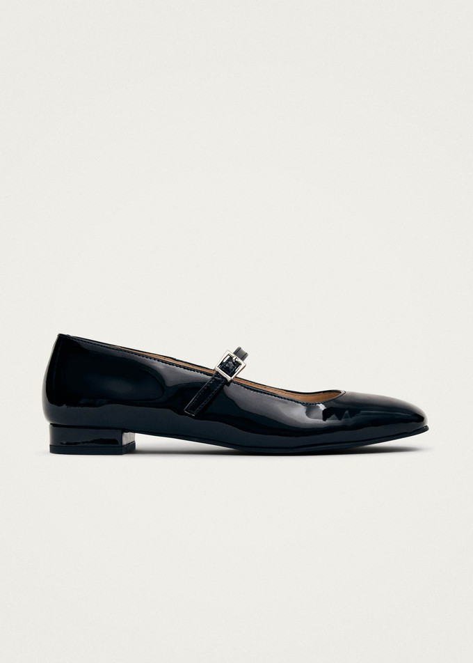 Por Do Sol Onix Black Leather Ballet Flats from Alohas