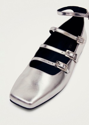 Luke Shimmer Silver Leather Ballet Flats from Alohas