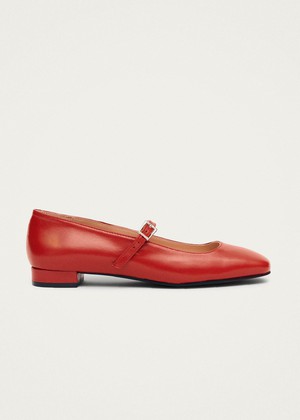 Por Do Sol Red Leather Ballet Flats from Alohas