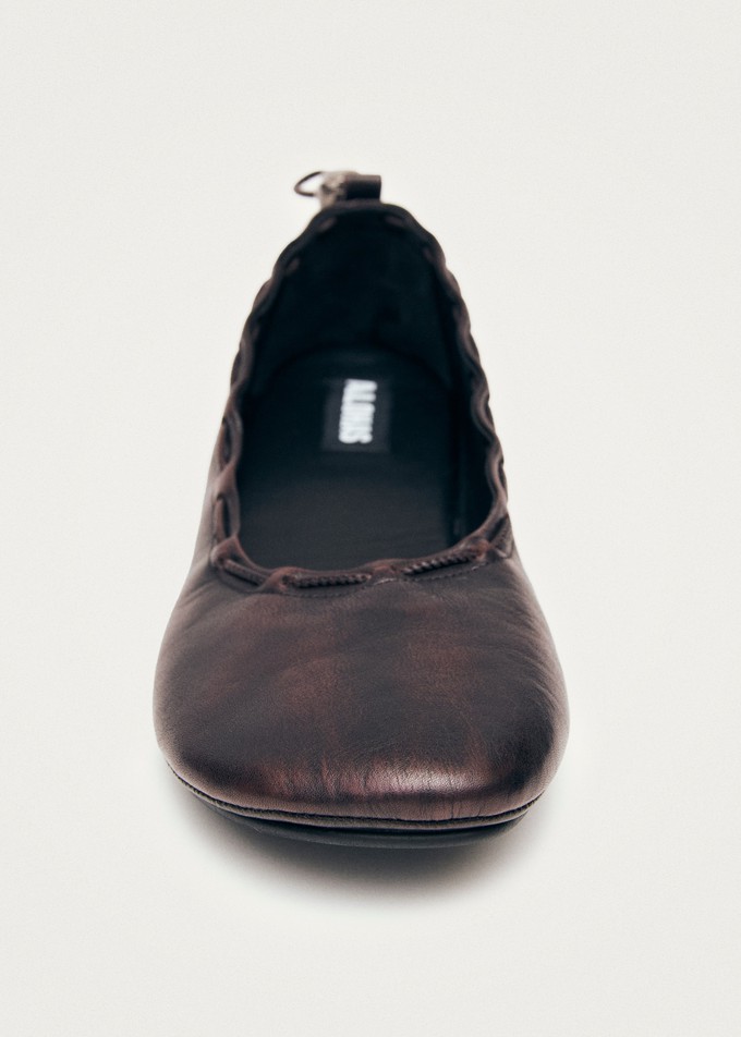 Gill Brushed Burgundy Leather Ballet Flats from Alohas