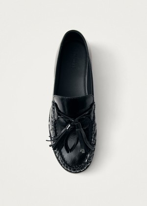 Marietta Onix Black Leather Loafers from Alohas