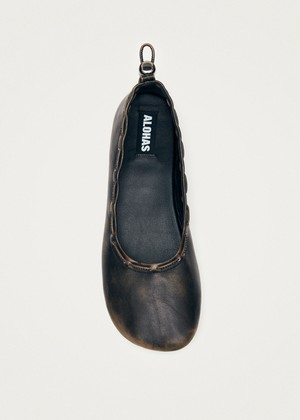 Gill Brushed Brown Leather Ballet Flats from Alohas