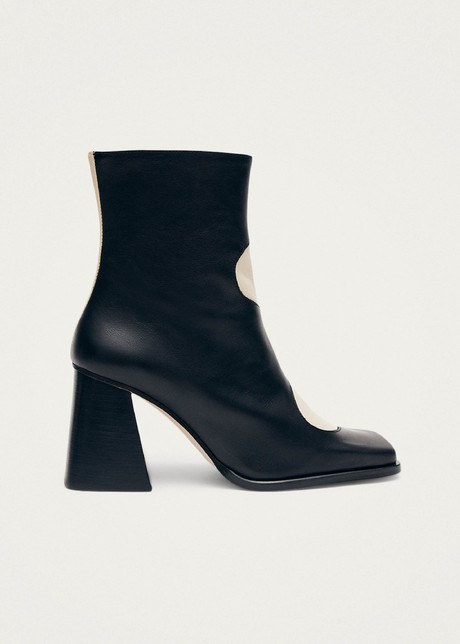 Blair Bicolor Black Cream Ankle Boots from Alohas