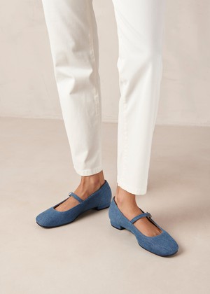 Por Do Sol Denim Blue Denim Ballet Flats from Alohas