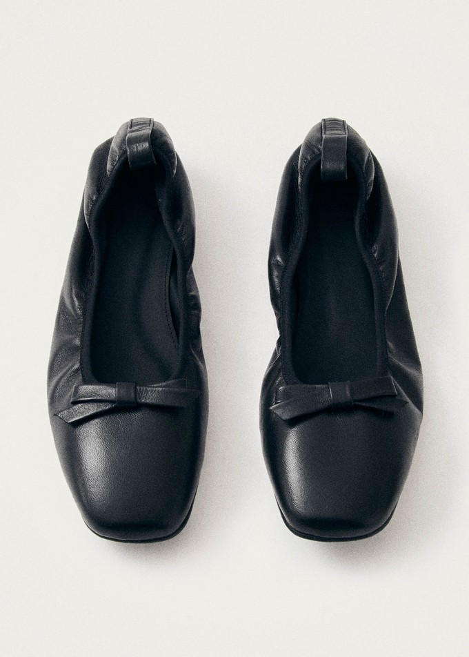 Freya Black Leather Ballet Flats from Alohas