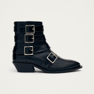 Eras Black Leather Ankle Boots from Alohas