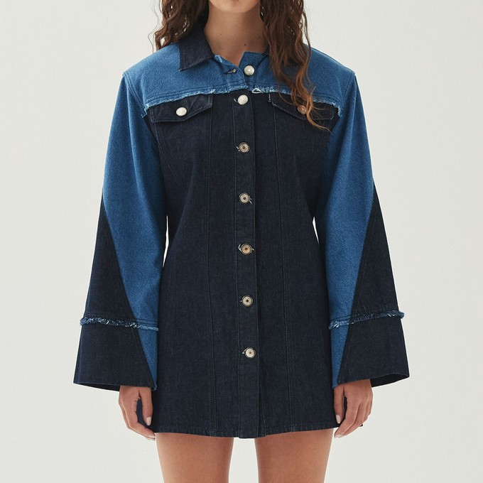 Veden Bicolor Indigo Denim Dress from Alohas